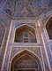 Uzbekistan: Ceiling detail of the portico of the main facade of Tillya Kari Madrassa, The Registan, Samarkand